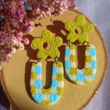 Kolczyki z gliny polimerowej wiosenna kratka