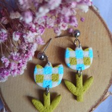 Kolczyki z gliny polimerowej wiosenna kratka