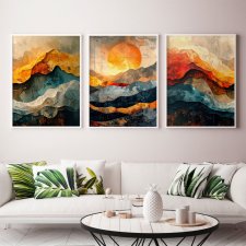 ZESTAW PLAKATÓW 3x 30x40 cm Tryptyk abstrakcyjne pejzaże  (set250)