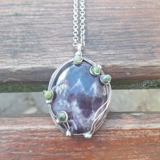 Ametyst i nefryt - wisiorek