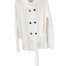 Mięsisty śmietankowy kardigan vintage Lindex z paskiem