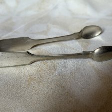 Srebrzone szczypce do cukru w kostkach sygnowane duże