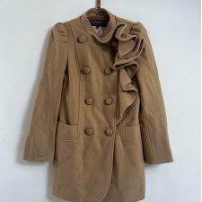 FRENCH CONNECTION - WEŁNIANY PŁASZCZ - FALBANA - KASZMIR - 36