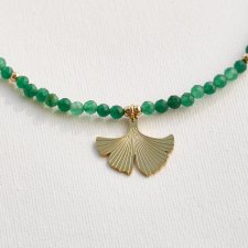 Naszyjnik zielony agat miłorząb