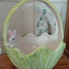 Naczynie Wielkanoc wiosna królik kapusta ceramika koszyk