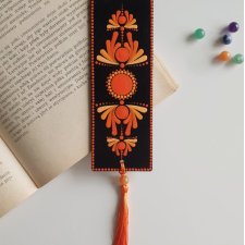 Pomarańczowa zakładka do książki - czakra sakralna, z naturalnym kamieniem