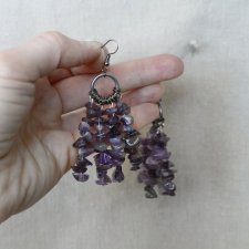 Długie optymistyczne kolczyki z ametystem