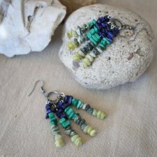 Długie optymistyczne kolczyki szafirowo-zielone