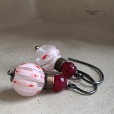 Kolczyki White Millefiori & Bordo