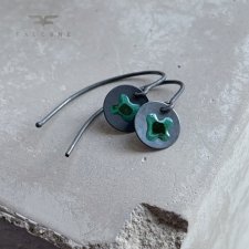 Kolczyki Polne Kwiaty - Turquoise Green & Black