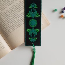 Zielona zakładka do książki - czakra serca, z naturalnym kamieniem