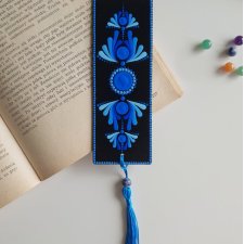 Błękitna zakładka do książki - czakra gardła, z naturalnym kamieniem