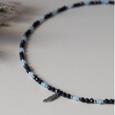 Naszyjnik choker BOHO NOIR - noc Kairu i akwamaryn