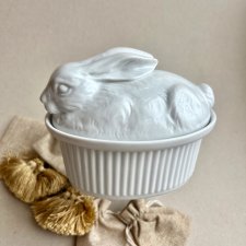 Vintage French Rabbit Terrine ❤ Biały królik.