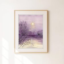 Akwarela A4.  Zachód słońca