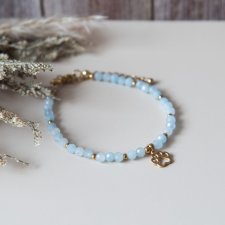 Bransoletka z łapką z kamieni - akwamaryn