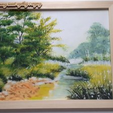 GOTOWY ZESTAW DO DOMU LUB NA PREZENT - RĘCZNIE MALOWANY OBRAZ Z RAMĄ I MOTTO