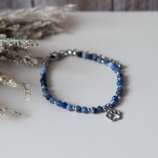 Bransoletka z łapką z kamieni - akwamaryn