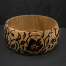 Drewniana miseczka "Kwiaty" – ręcznie zdobiona, wypalana w drewnie,unikatowa, prezent; pirografia, handmade, miska, kuchnia