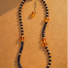 Naszyjnik Noc Kairu z bursztynów, nocy kairu i srebra