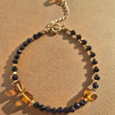 Bransoletka Noc Kairu z bursztynów, nocy kairu i srebra