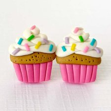 Kolczyki różowe babeczki z posypką