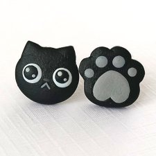Kolczyki Czarny Kot i Łapka
