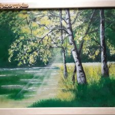 GOTOWY ZESTAW DO DOMU LUB NA PREZENT - RĘCZNIE MALOWANY OBRAZ "BRZOZOWYM PRZESMYKIEM" Z RAMĄ I MOTTO