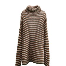 ZARA - SWETER Z DZIANINY W PASKI - S-M - alpaka - wełna