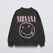 ZARA - BLUZA Z NADRUKIEM - NIRVANA - XS-S