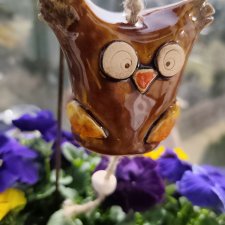 dzwonek ceramiczny sowa