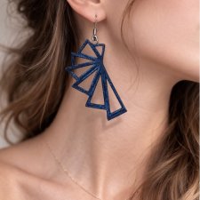 Kolczyki geometryczne granatowe | lekkie kolczyki minimalistyczne | nowoczesna biżuteria handma