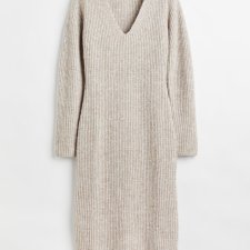 H&M - SUKIENKA Z PRĄŻKOWANEJ DZIANINY - S