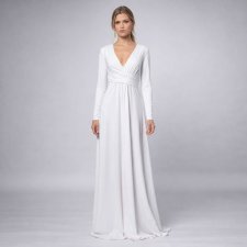 Magdalena Maxi Hypnotic White - biała wysmuklająca suknia