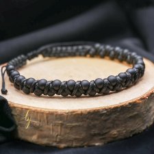 Bransoletka męska zygzak z kamieni naturalnych – Czarny turmalin