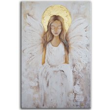 100% Ręcznie malowany Anioł na płótnie - 40x60 cm