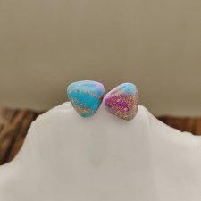 Aurora – kolczyki z glinki polimerowej z efektem złotego pyłu