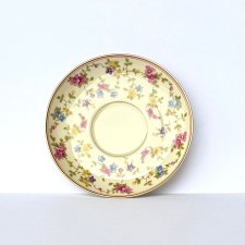 Talerzyk porcelanowy Heinrich & Co Selb Bavaria U.S. Zone Frühling spodek vintage złocenia 1945 r
