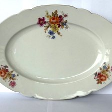 Duża Półmisek Ćmielów porcelana vintage kwiaty owalny sygnowany 1950 r