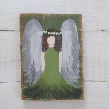 Obraz na desce - Anioł  w zieleni