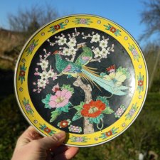Nippon Tokusei * talerz dekoracyjny ręcznie malowany * PAW * kwiat wiśni * kolekcjonerski * do zawieszenia