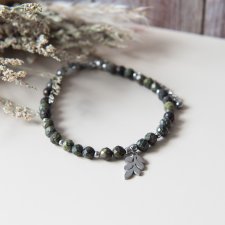 Bransoletka AUTUMN LEAF z kamieni - jaspis smoczy i liść