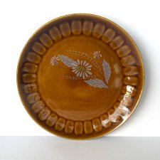 Kultowy Talerz Tułowice Stokrotki Miodowy Relief Vintage PRL Sygnowany