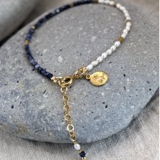 Minimalistyczna bransoletka z kamieni naturalnych - szafir, perła, hematyt