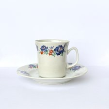 Śliczna Filiżanka porcelana Włocławek Niebieskie kwiaty Vintage PRL New Look Sygnowana (2/5)