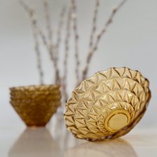 Komplet szklanych miseczek PRL Huta Szkła Prądniczanka II połowa XX w.