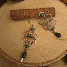 Kolczyki orient miedziane Na Zielono