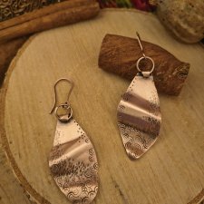 Kolczyki miedziane etno orient wiszące