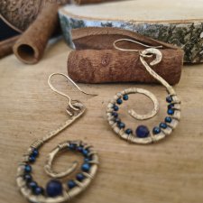 Kolczyki z mosiądzu z Hematytami