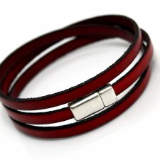 BRANSOLETKA SKÓRZANA MAGNETOOS TRIPLE wine